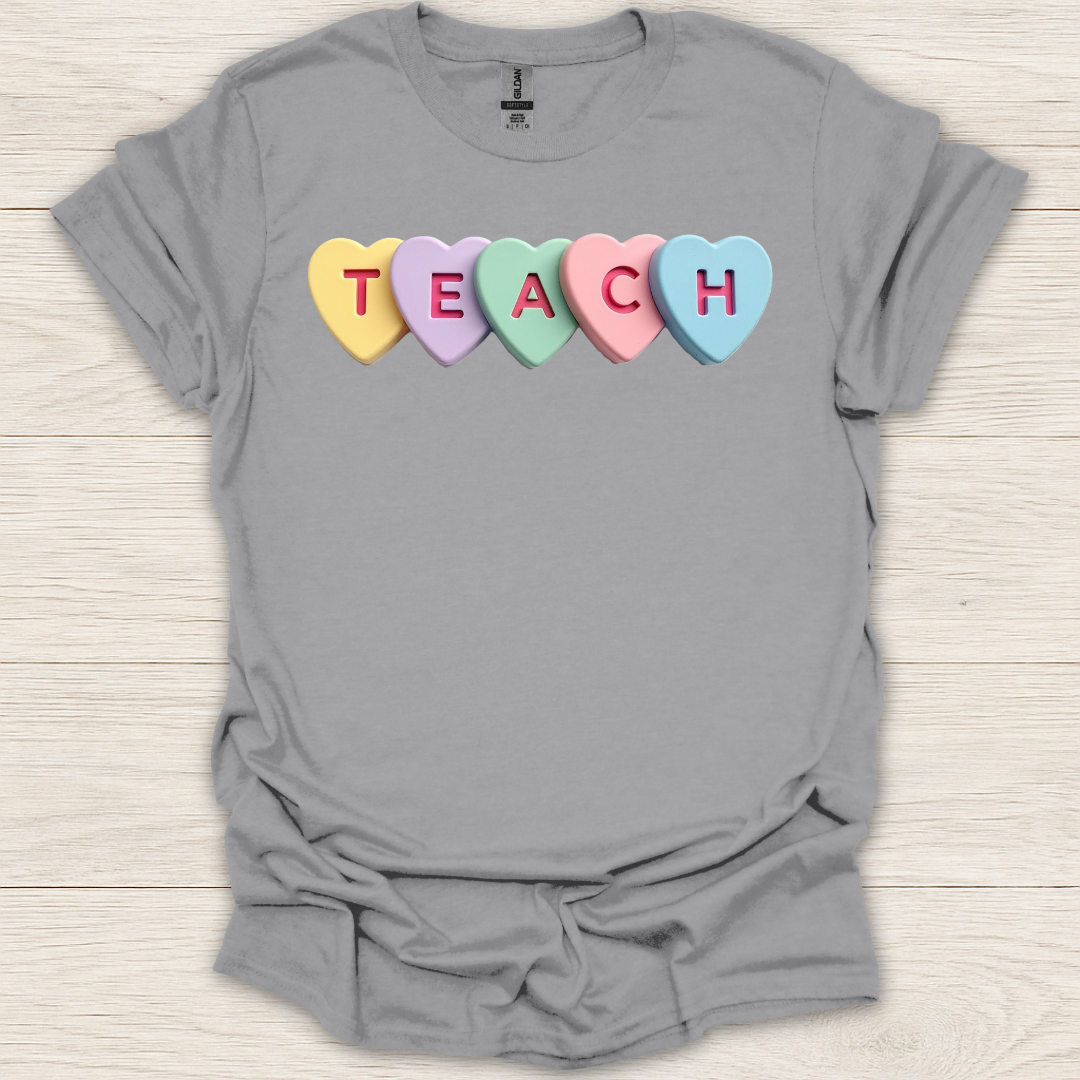 Candy Heart Teach T-Shirt