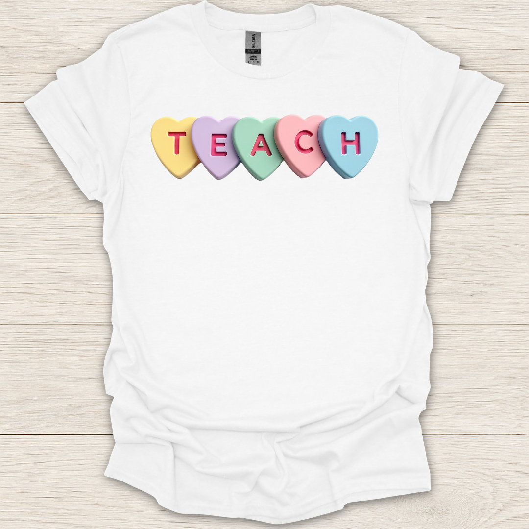 Candy Heart Teach T-Shirt
