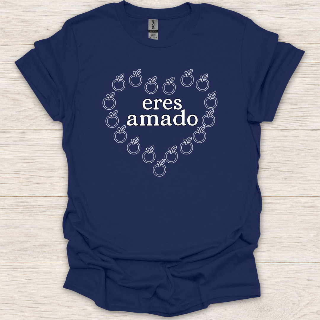 Eres Amado Apple Heart Stencil T-Shirt