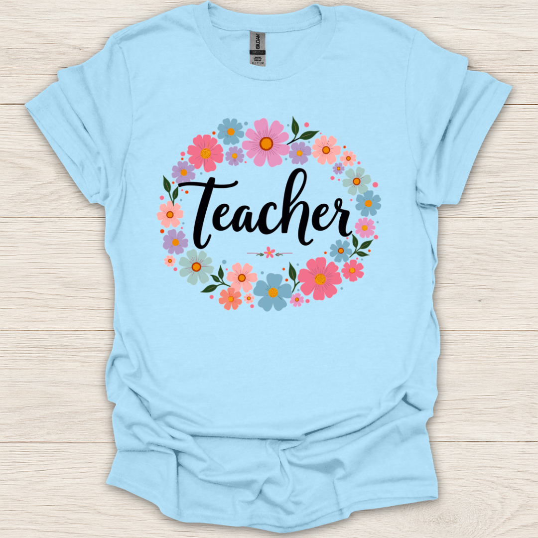 Teacher Floral Wreath T-Shirt