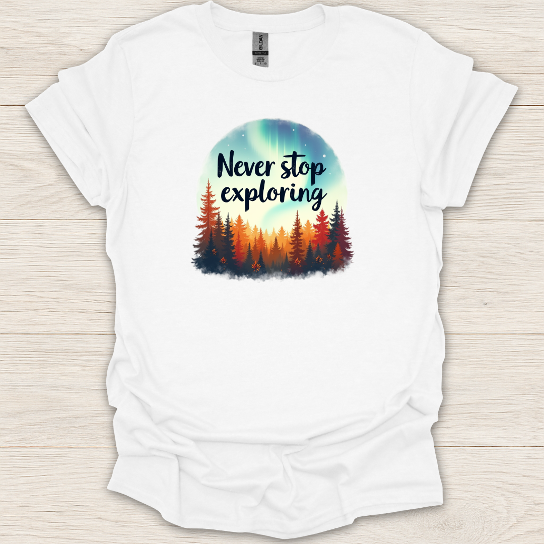 Never Stop Exploring Aurora T-Shirt