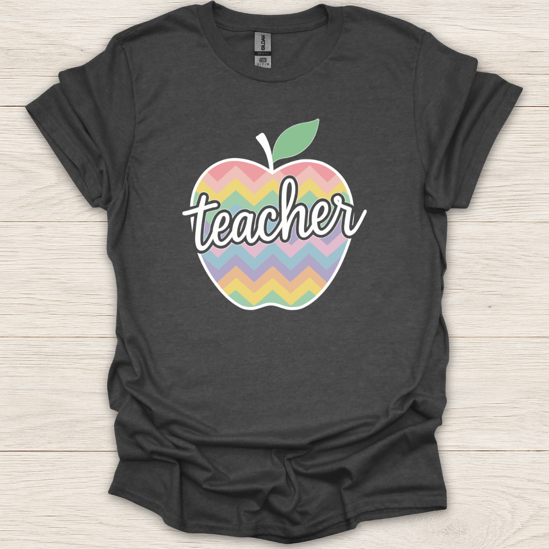 Teacher Pastel Chevron Apple T-Shirt