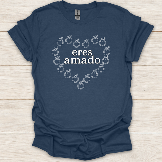 Eres Amado Apple Heart Stencil T-Shirt