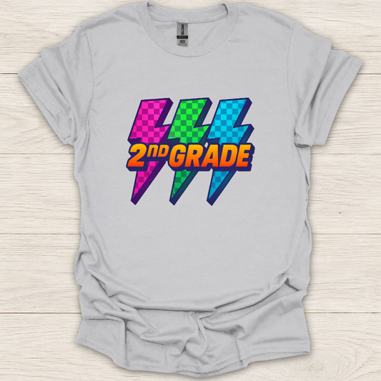 2nd Grade 90s Pop Art Lightning T-Shirt