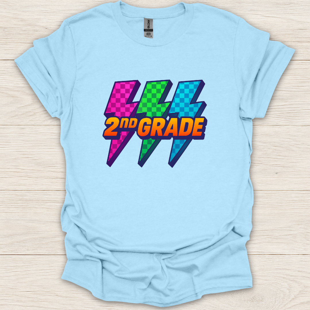2nd Grade 90s Pop Art Lightning T-Shirt
