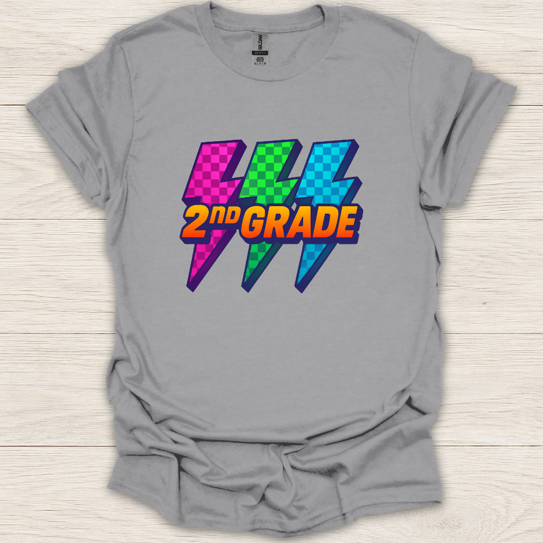 2nd Grade 90s Pop Art Lightning T-Shirt