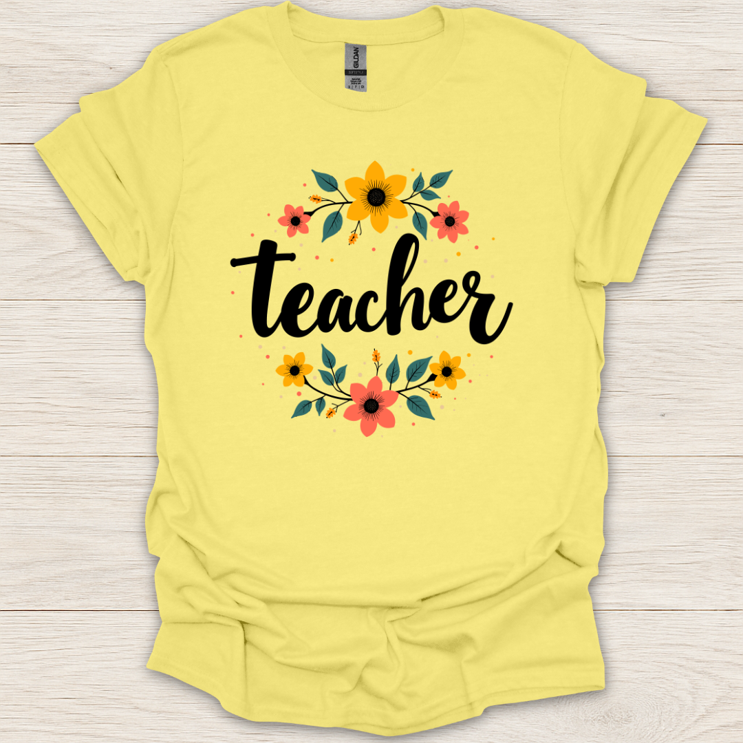 Teacher Flower Wreath T-Shirt