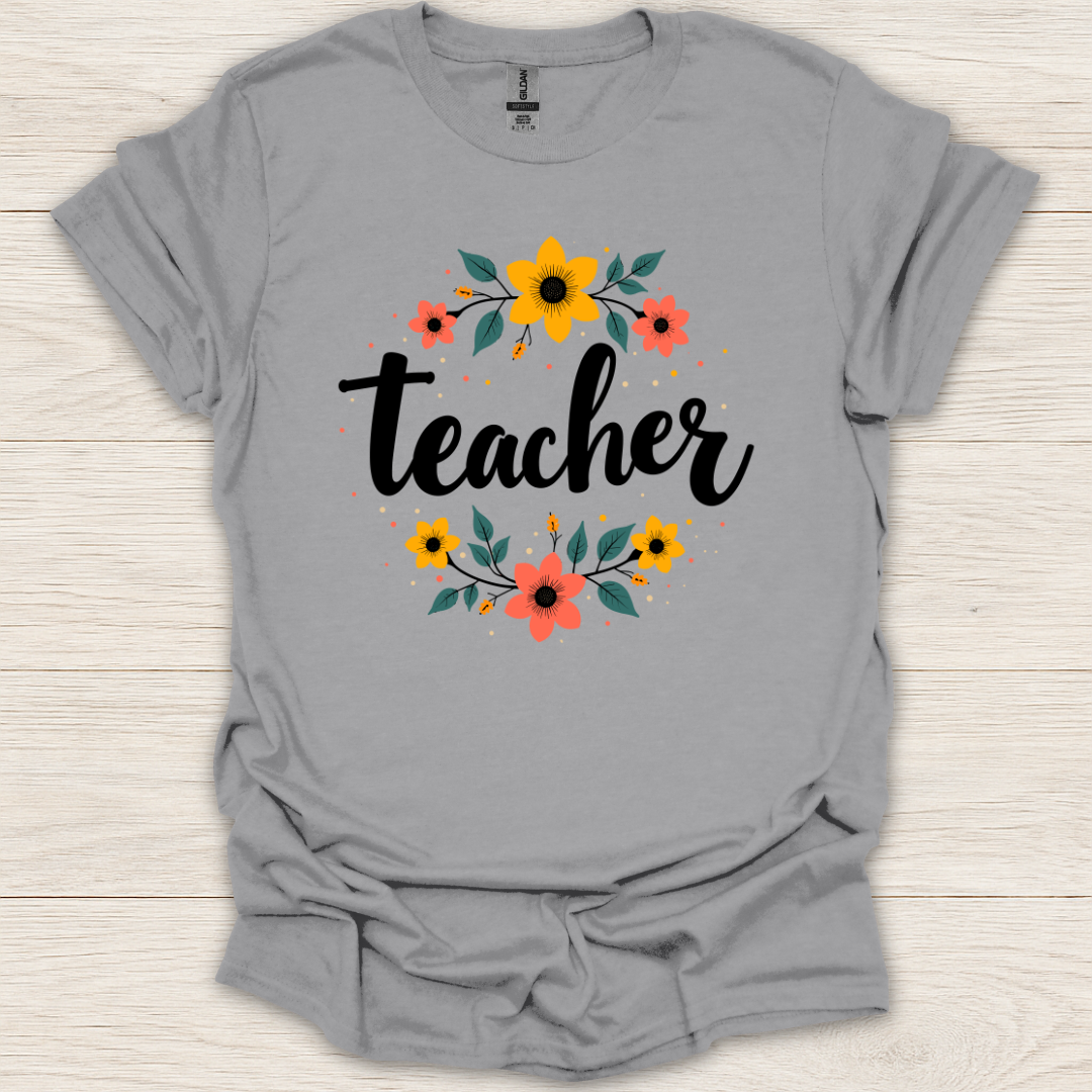 Teacher Flower Wreath T-Shirt