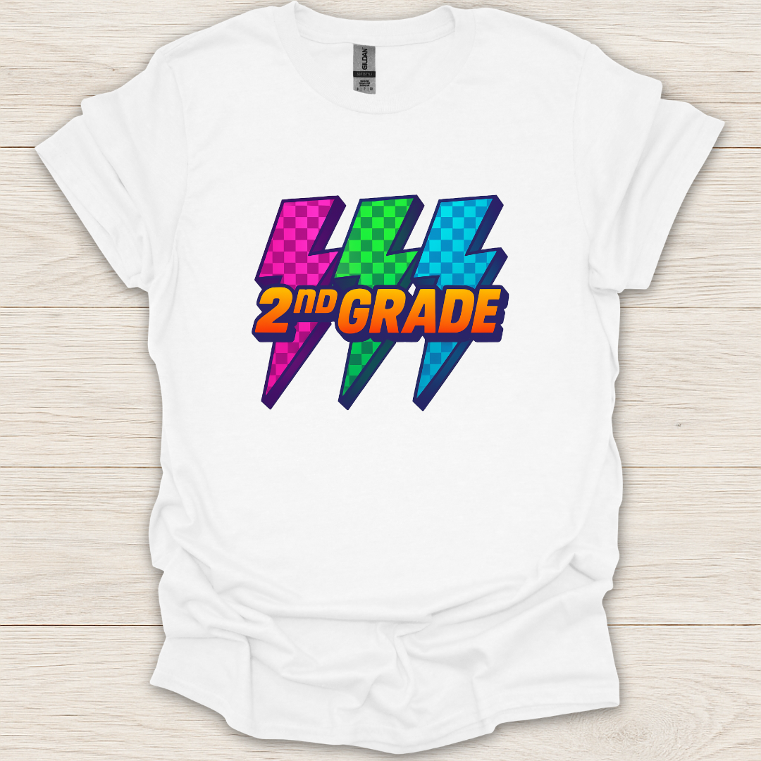 2nd Grade 90s Pop Art Lightning T-Shirt